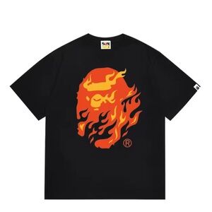 Bape Black Tee with Fiery Graphic